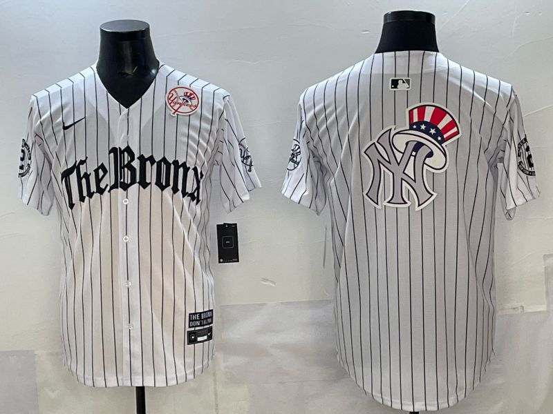 Men 2025 New York Yankees Blank White Stripe Five generations Joint Name Nike MLB Jersey style 012